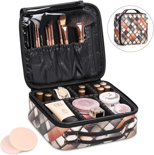 NEX™ Black Adjustable Waterproof Travel Makeup Bag with Dividers